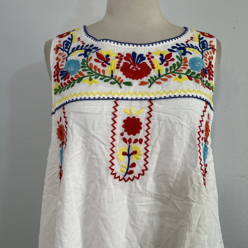 Jodifl Dress Womens L White Floral Embroidered Sleeveless Boho Fiesta Resortwear - Picture 3 of 12